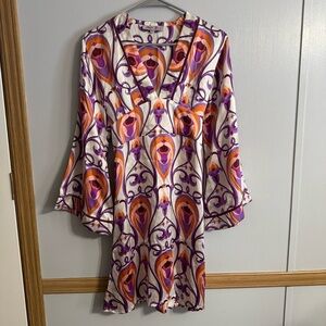 Lolita Jaca St Barth Kimono Style Vacation Silk Dress Size XS